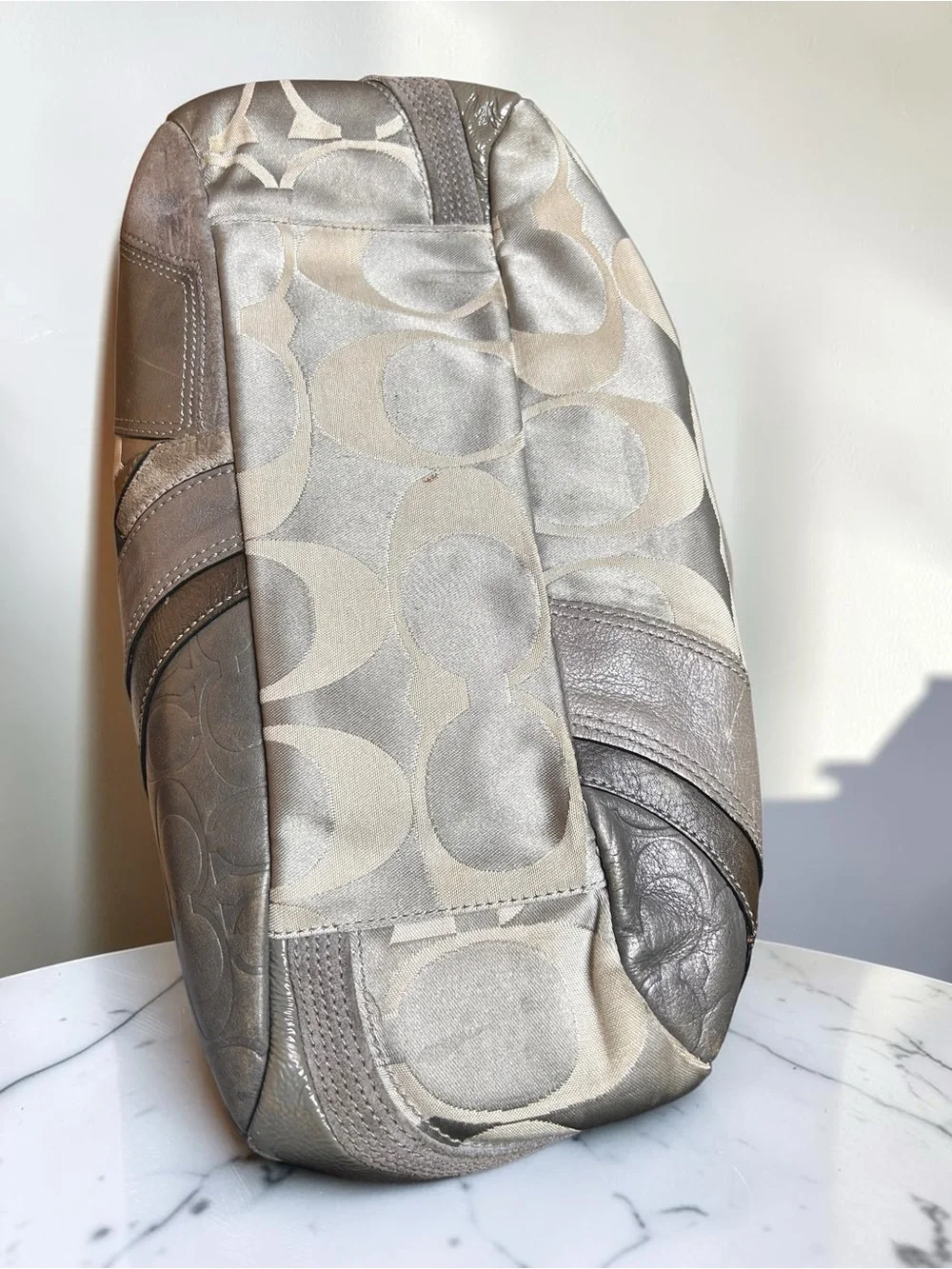 Coach Y2K Suede Leather Patchwork Signature Tote Bag